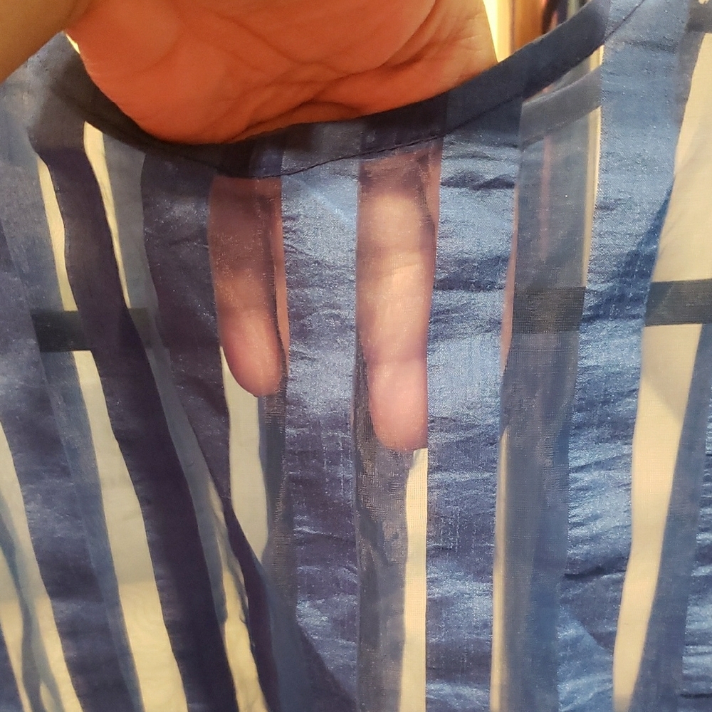 Vintage Blue Sheer Striped Blouse - Picture 5 of 9